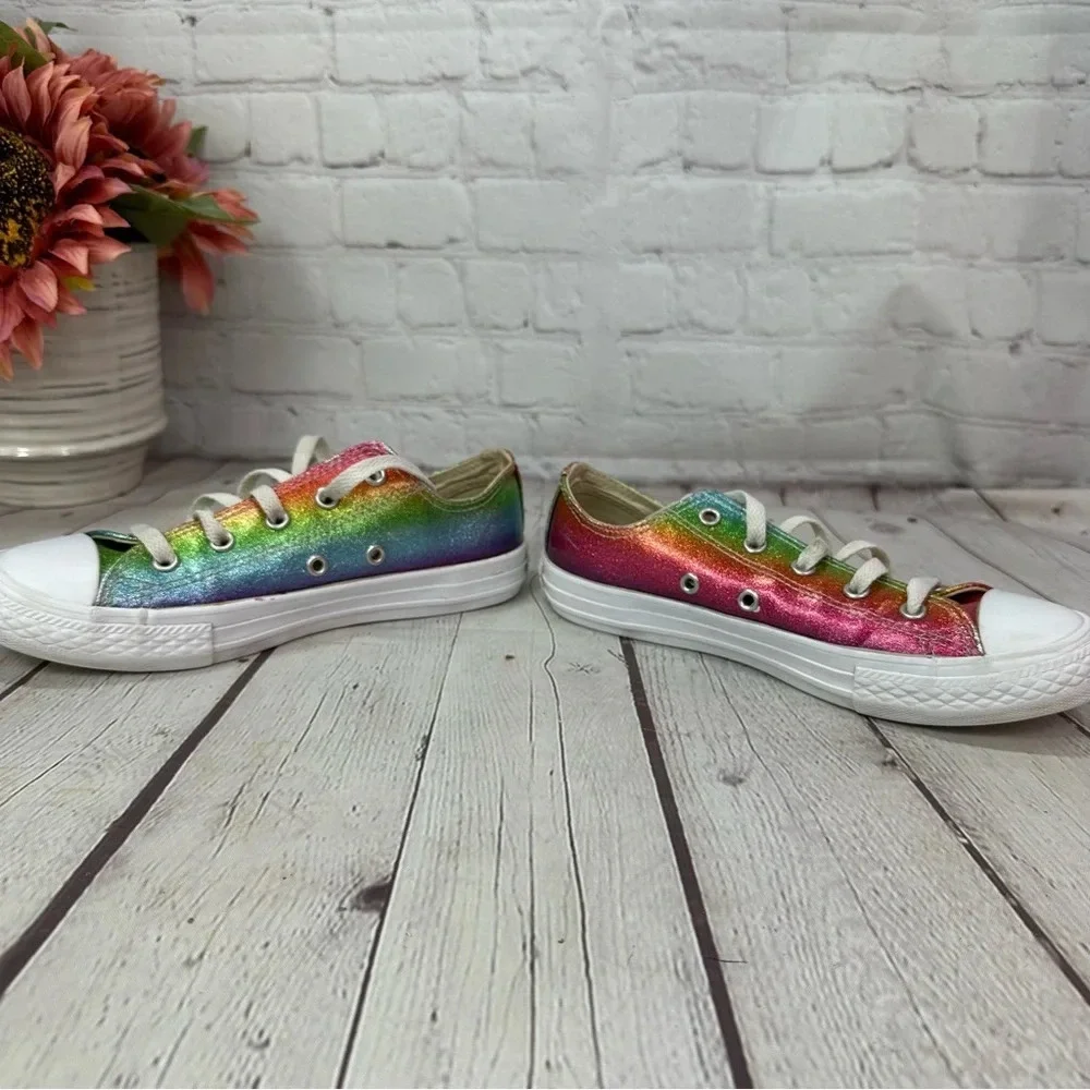converse all star rainbow glitter low tops kids youth sz 2 ROYGBIV